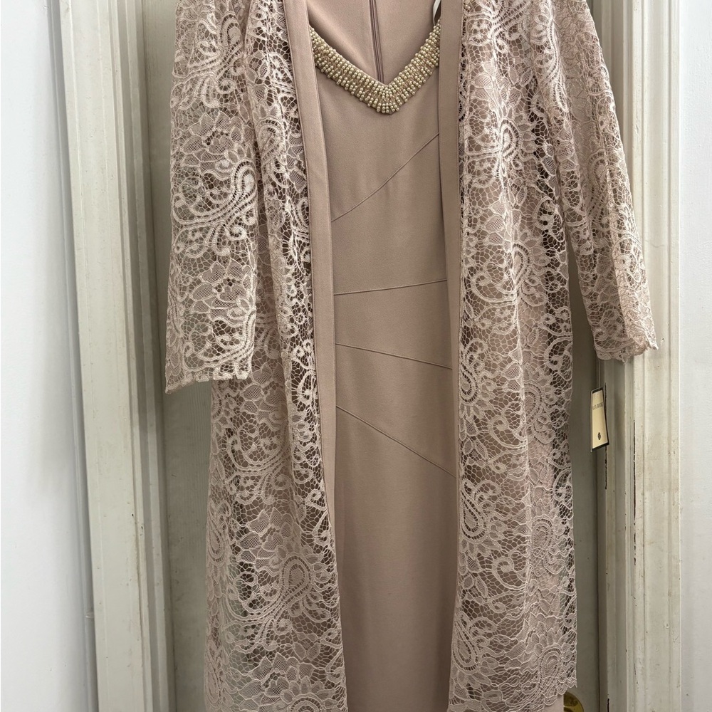 Elegant Lace Overlay Midi Dress in Blush